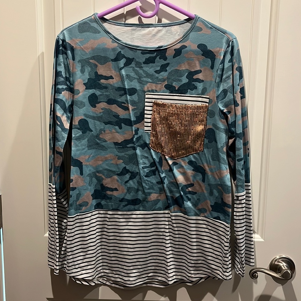 Multi Print Long Sleeve Tee